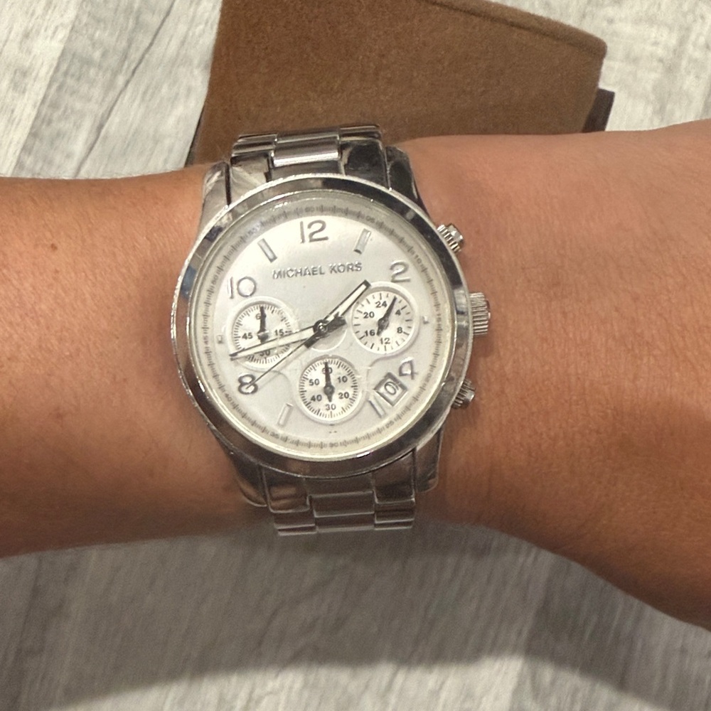 Michael Kors Metallic Silver Chronograph Watch